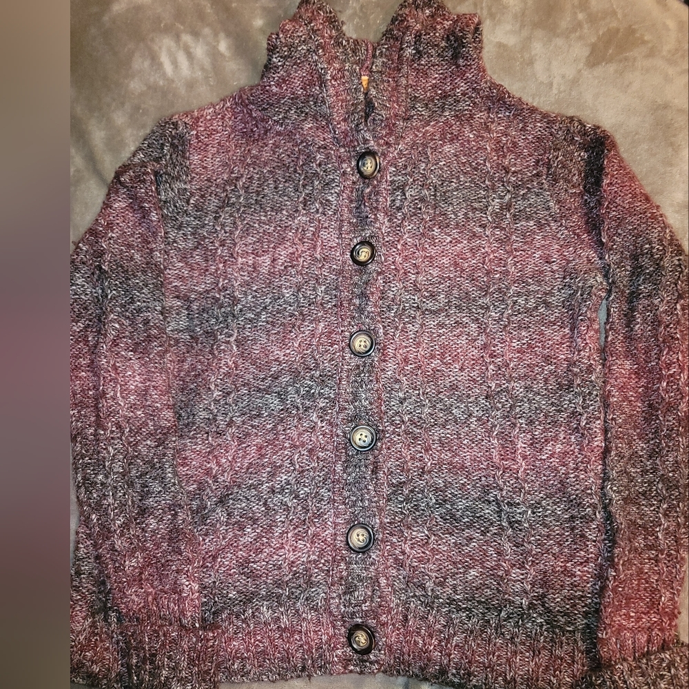 North crest multi color button down sweater